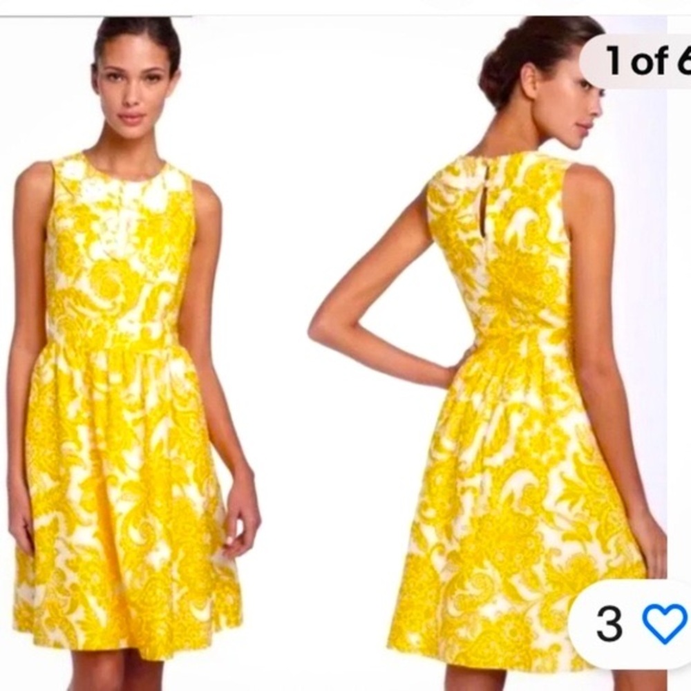 Eliza J Dress Womens Floral Linen Sundress Yellow  Paisley Pleated Chic